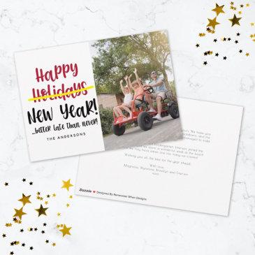 funny late happy new year photo holiday invitations