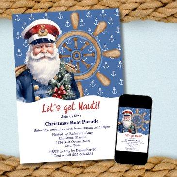 funny let's get nauti christmas boat parade invitation
