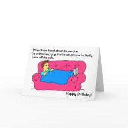Small Funny Man Lockdown Vaccine Birthday Invitations Front View