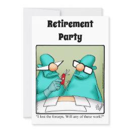 Small Funny Medical Retirement Humor Party Invitations Front View