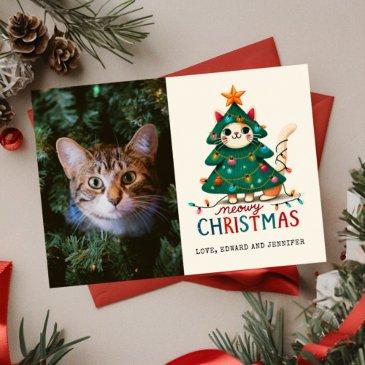funny merry meowy christmas photo invitations