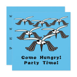 Small Funny Mosquitoes Come Hungry Summer Bbq Party Time Invitation Front View