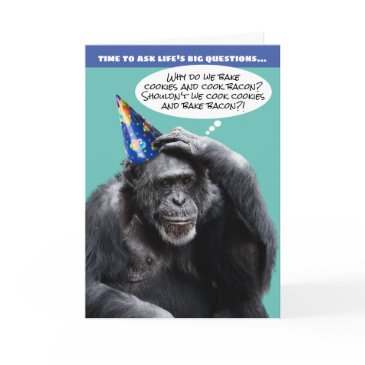 funny old chimpanzee life's big questions birthday invitations