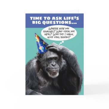 funny older forgetful chimpanzee birthday invitations