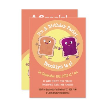 funny peanut butter and jelly cartoon illustration invitation