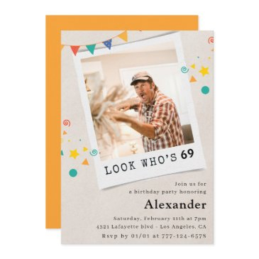 funny photo 69th birthday invitations men