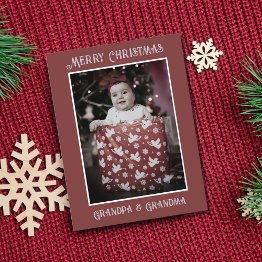 Small Funny Photo | Merry Christmas Grandpa Grandma Postinvitations Front View