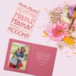 Small Funny Pink Yelling At Mom Typography Mother's Day Invitations Front View