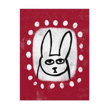 funny rabbit on red postinvitations
