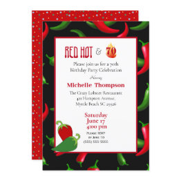 Small Funny Red And Green Peppers 70th Birthday Invitation Front View