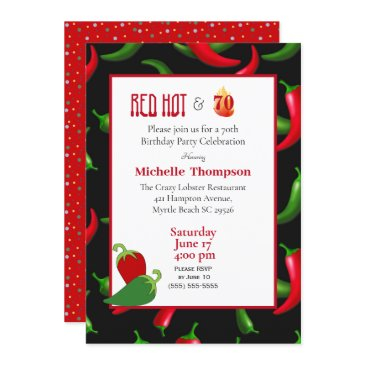 funny red and green peppers 70th birthday invitation