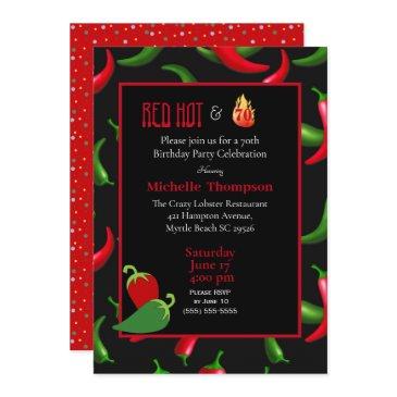 funny red green hot peppers birthday invitation