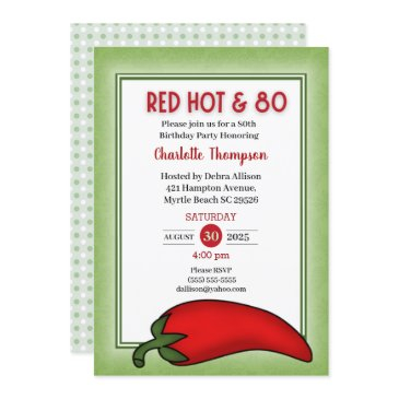 funny red hot 80th birthday invitations