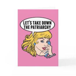 Small Funny Retro Feminist Pop Art Anti Patriarchy Quote Invitations Front View