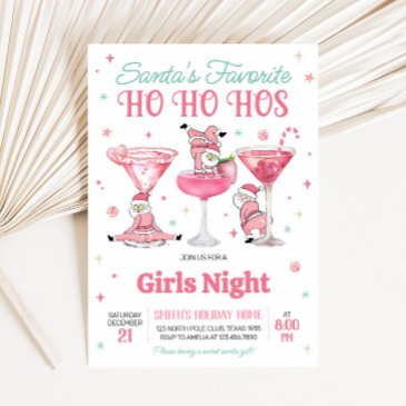 funny santa girls night christmas party invitation
