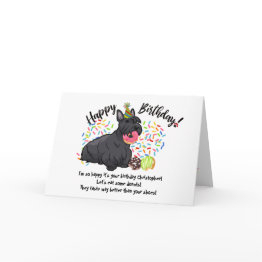 Small Funny Scottish Terrier Pet Dog Birthday Invitations Front View