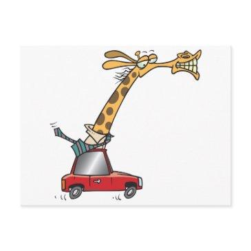 funny silly giraffe in a car commuting postinvitations