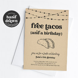 Small Funny Taco Birthday Party Invitation Front View