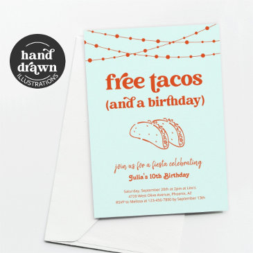 funny taco birthday party invitation invitation