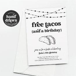 Small Funny Taco Birthday Party Invitation Invitation Front View