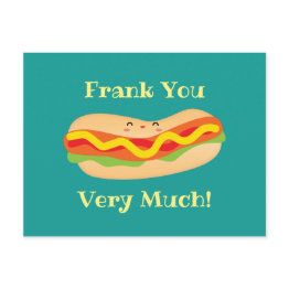 Small Funny Thank You Very Much Humorous Hot Dog Pun Postinvitations Front View