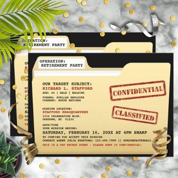 funny top secret files surprise retirement party invitation