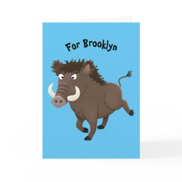 funny wild boar razorback cartoon illustration invitations