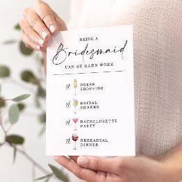 Small Funny Will You Be My Bridesmaid Proposal Invitations Front View
