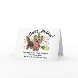 Small Funny Yorkshire Terrier Pet Dog Birthday Invitations Front View