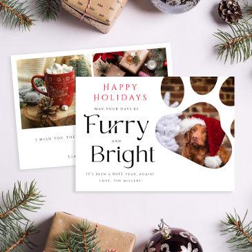 furry and bright pet 3 photo funny holiday invitations