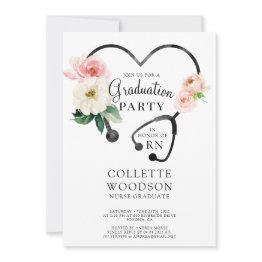 Small Future Nurse Graduation Stethoscope Invitation Front View
