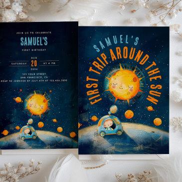 galactic first birthday: solar orbit celebration invitation