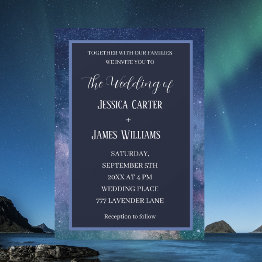 Small Galaxy Starry Night Outer Space Universe Wedding Invitation Front View