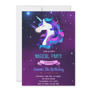galaxy unicorn slumber invitation