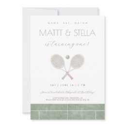 Small Game Set Match Tennis Twin First Birthday Invite Front View