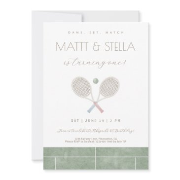 game set match tennis twin first birthday invite