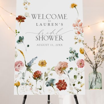 garden flowers watercolor bridal shower welcome foam board