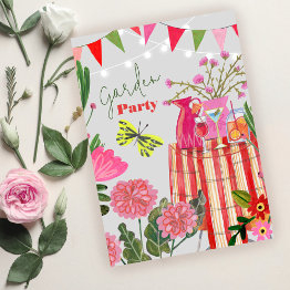 Small Garden Party Birthday Invitation Front View