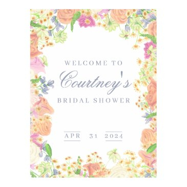 garden party floral bridal shower welcome poster
