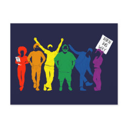 Small Gay Pride Parade Rainbow Colored People Postinvitations Front View