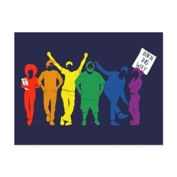 gay pride parade rainbow colored people postinvitations