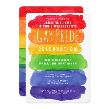 gay pride watercolor rainbow invitation
