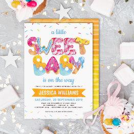 Small Gender Neutral Candyland Sprinkles Baby Shower Invitation Front View
