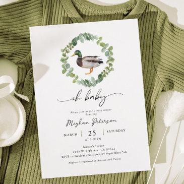 gender neutral mallard duck baby shower invitation