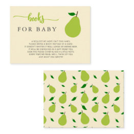 Small Gender Neutral Pear Baby Shower Book Request Enclosure Invitations Front View