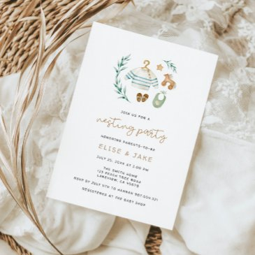 gender neutral vintage toys nesting party invitation