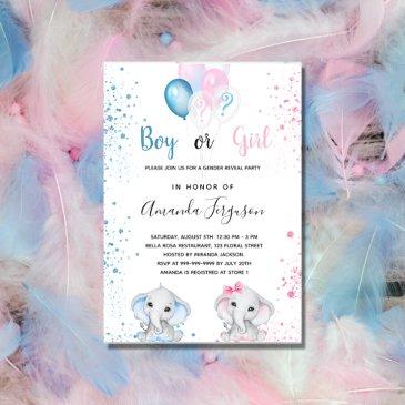 gender reveal baby shower blue pink boy girl invitation