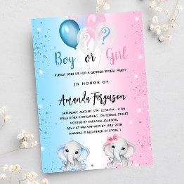 Small Gender Reveal Baby Shower Blue Pink Boy Girl Invitation Postinvitations Front View
