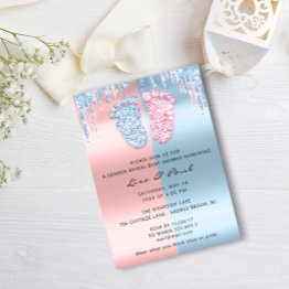 Small Gender Reveal Glitter Dripspink Blue Baby Boy Girl Invitation Front View