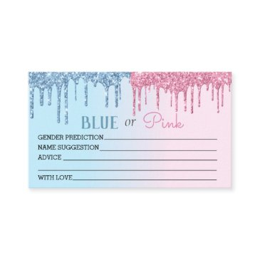 gender reveal predictions blue pink glitter look enclosure invitations